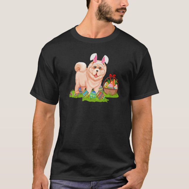 Camiseta Cão-Vaca-Vaca Páscoa Ovo Caça Coelhinha-Vaca-Vaca (Frente)