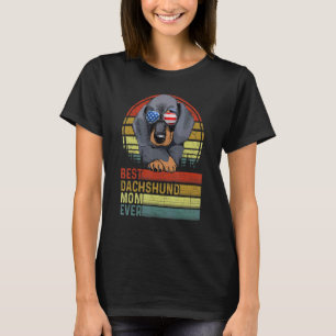 Camiseta Cão Vintage Melhor Dachshund Mamãe Sempre Pup No D