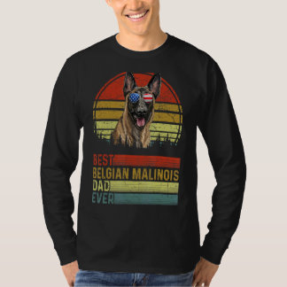 Camiseta Cão Vintage Melhor Pai Malinois Belga Nunca Pai