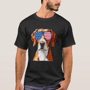 Camiseta Cão Vizsla Americano Bandeira dos EUA Patriótico 4