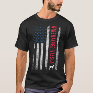 Camiseta Cão Vizsla de Cabelo Raspado Bandeira Americana EU