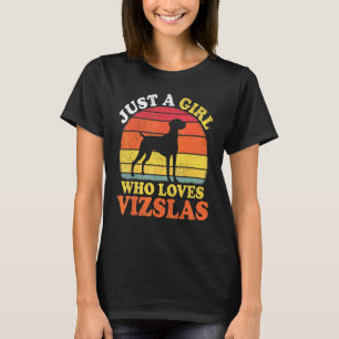 Camiseta Cão Vizsla Vintage Só Uma Garota Que Ama Vizslas