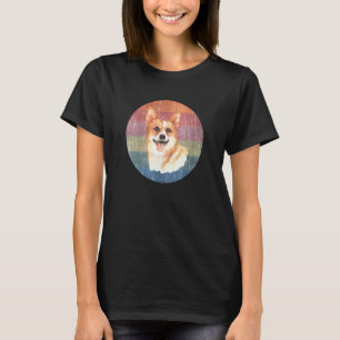 Camiseta Cão Welsh Corgi Aquarela Desgastado Pôr do Sol