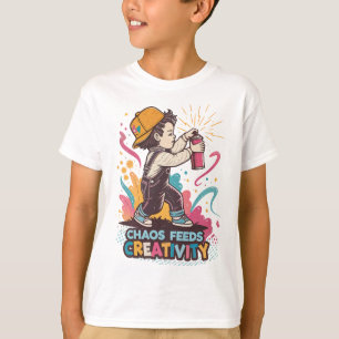 Camiseta Caos Alimenta a Criatividade – Arte Pop Graffiti R
