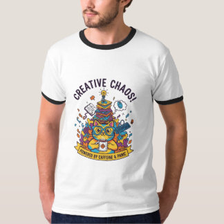 Camiseta Caos criativo" Gato engraçado para artistas e estu