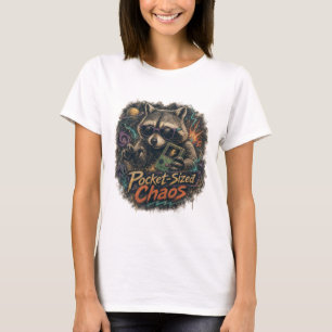 Camiseta Caos de Bolso Retro Gaming Mapache Spa Cósmico