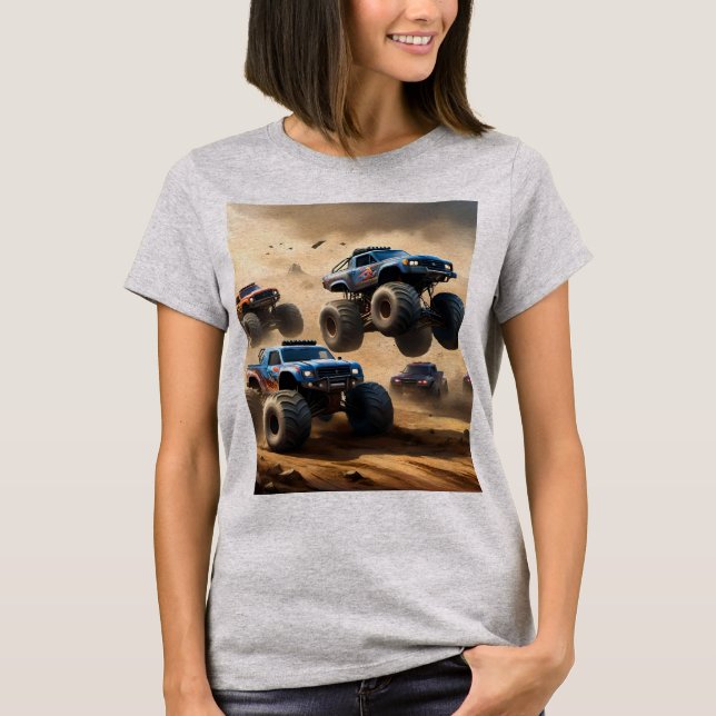 Camiseta Caos de caminhões monstro,  (Frente)