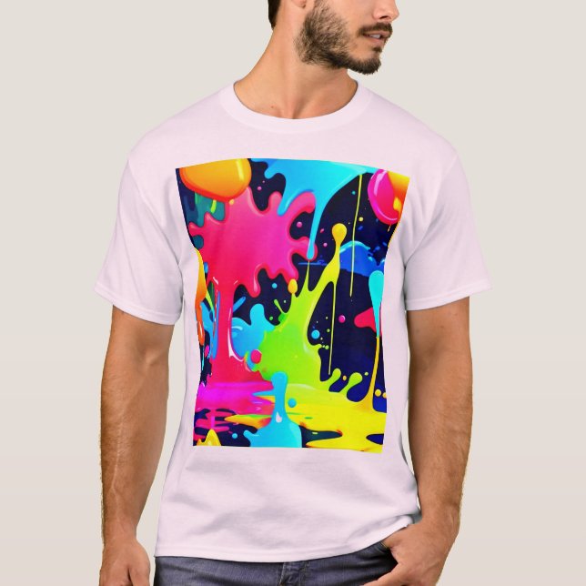 Camiseta Caos de Drivers de Splash de Neon Paint (Frente)