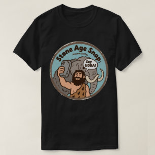 Camiseta Caos de Selfie de Homem das Cavernas com Mamute La