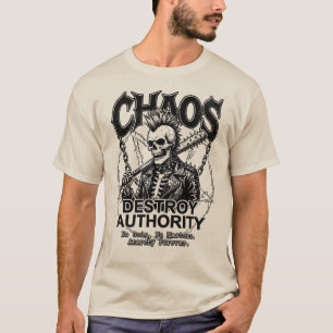 Camiseta Caos Destrói Autoridade – Crânio Anarquia Punk Som