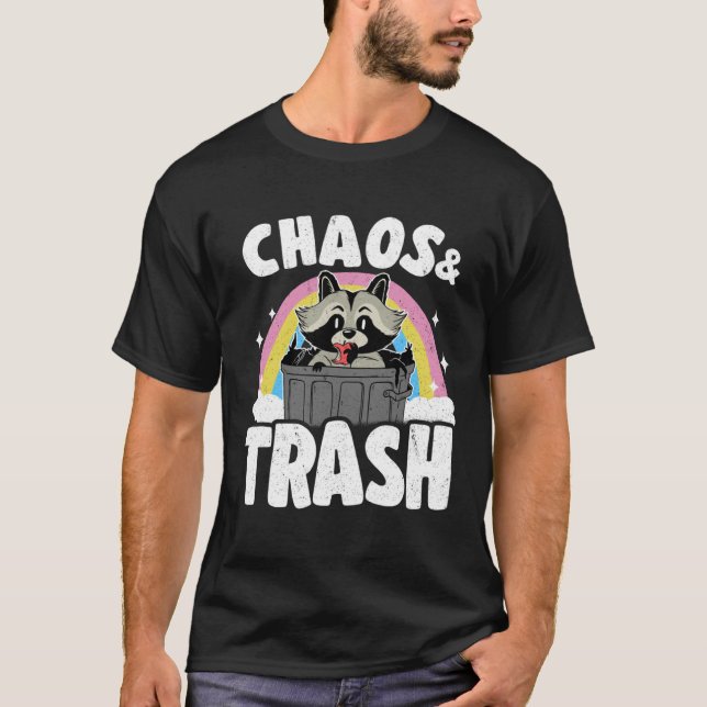 Camiseta Caos e lixo Panda Rainbow Raccoon (Frente)