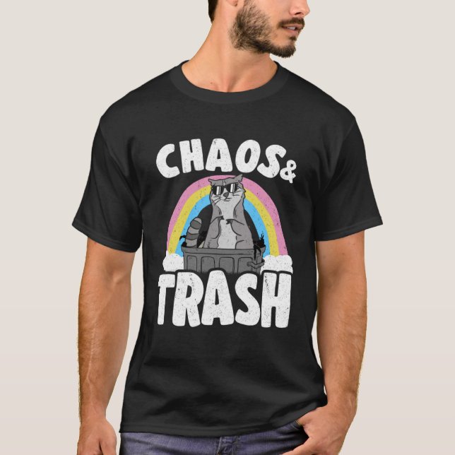 Camiseta Caos e lixo Panda Rainbow Raccoon (Frente)