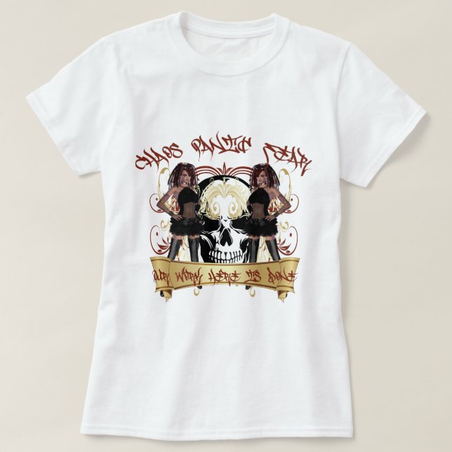 Camiseta Caos Pânico Medo Meu Trabalho Está Feito (Frente do Design)