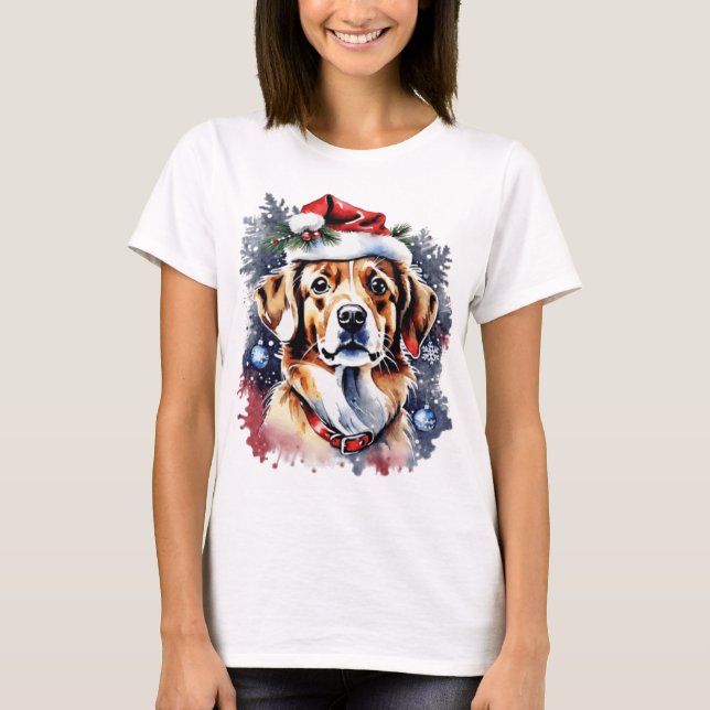 Camiseta Cãozinho bonitinho de Natal (Frente)