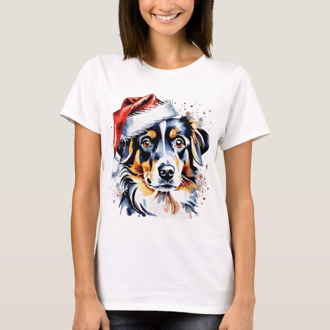 Camiseta Cãozinho bonitinho de Natal (Frente)