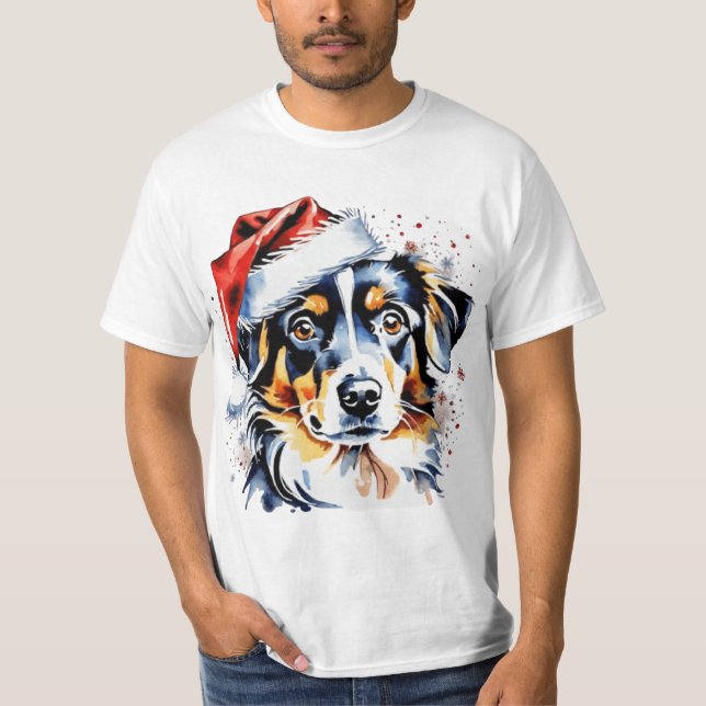 Camiseta Cãozinho bonitinho de Natal (Frente)
