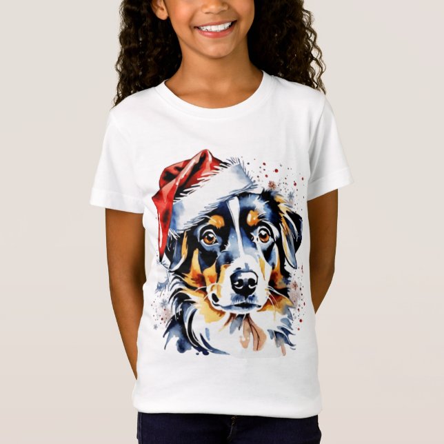 Camiseta Cãozinho bonitinho de Natal (Frente)