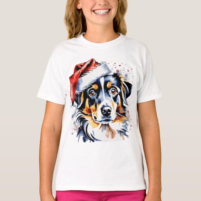 Camiseta Cãozinho bonitinho de Natal (Frente)