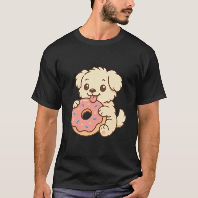 Camiseta Cãozinho com Rosquinha - Design de Doce (Frente)