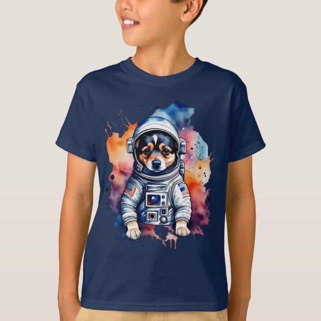 Camiseta Cãozinho de astronauta do espaço bonito (Frente)