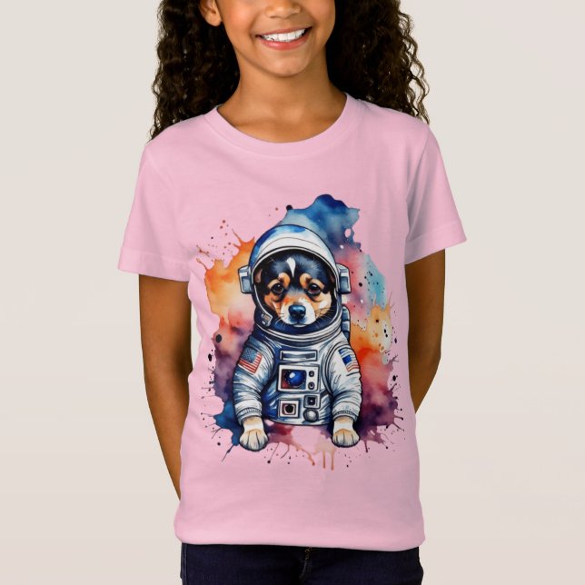 Camiseta Cãozinho de astronauta do espaço bonito (Frente)