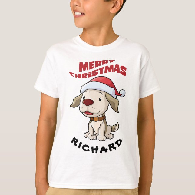 Camiseta Cãozinho doce Merry Natal personalizado T-Shirt (Frente)