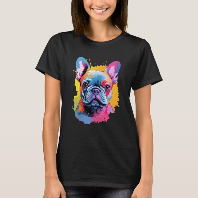 Camiseta Cãozinho francês colorido (Frente)