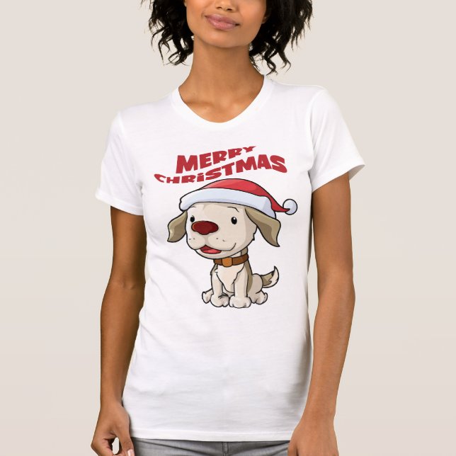 Camiseta Cãozinho giro Feliz Natal (Frente)