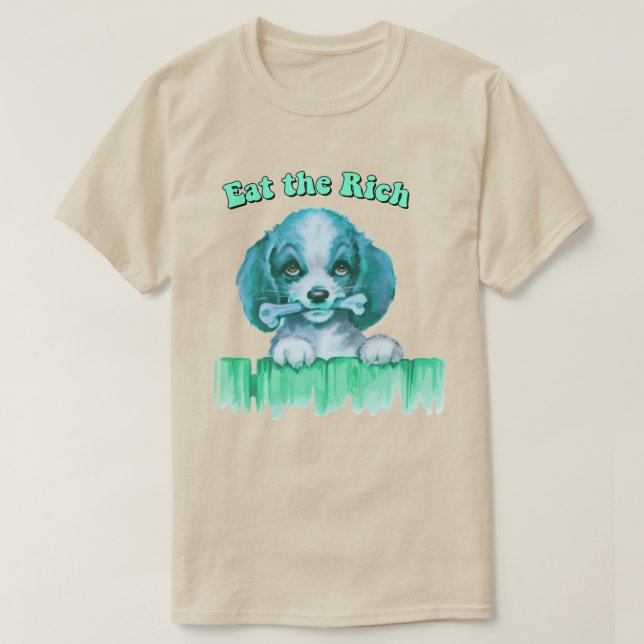 Camiseta Cãozinho retrorreflector - Coma os ricos (Frente do Design)