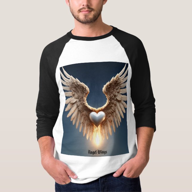 Camiseta Capa Básica 3/4 de Anjo Raglan T-Shirt (Frente)