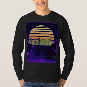 Camiseta Capa comprida de Design de onda sintética roxa