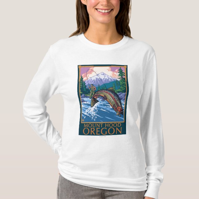 Camiseta Capa da montagem, cena de OregonFisherman (Frente)