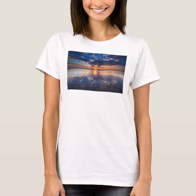 Camiseta Capa de água do mar, pôr do sol, CA (Frente)