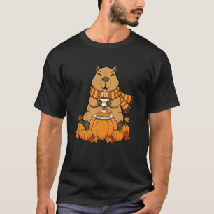 Camiseta Capa de Capivara Engraçada Café Outono Dia de Ação