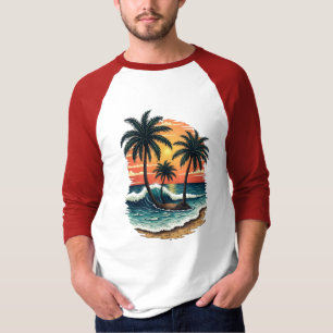 Camiseta Capa de Design de Artes de Praia Tropicais