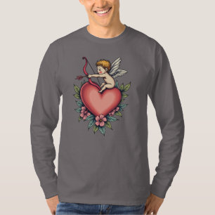 Camiseta Capa de Design de tatuagem Cupida Whimsical