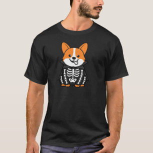 Camiseta Capa de Esqueleto de Vampiro de Halloween de Corgi