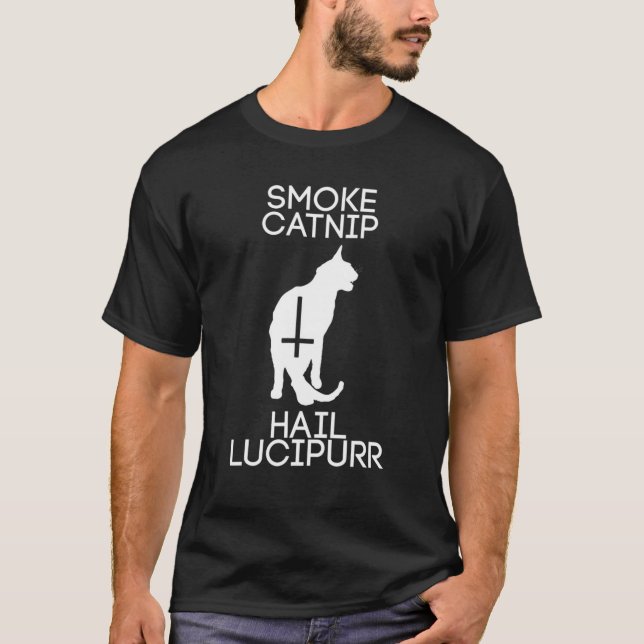 Camiseta Capa de fumaça, Gato Lucipar de granizo (Frente)