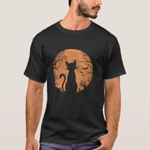 Camiseta Capa de Gato Assustador do Halloween Retro Cat Moo