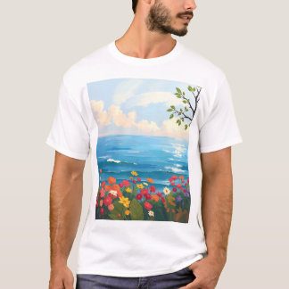 Camiseta Capa de Mar Impressionista com Jardim Bloqueador