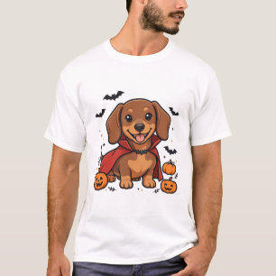 Camiseta Capa de Vampiro Dachshund Arte de Cachorro de Hall