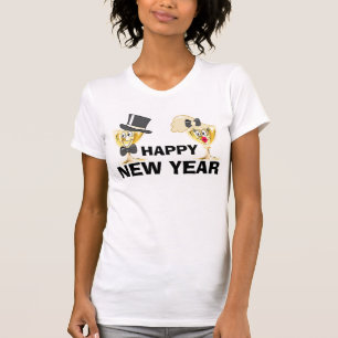 Camiseta Capa do Short do feliz ano novo/roupa das mulheres
