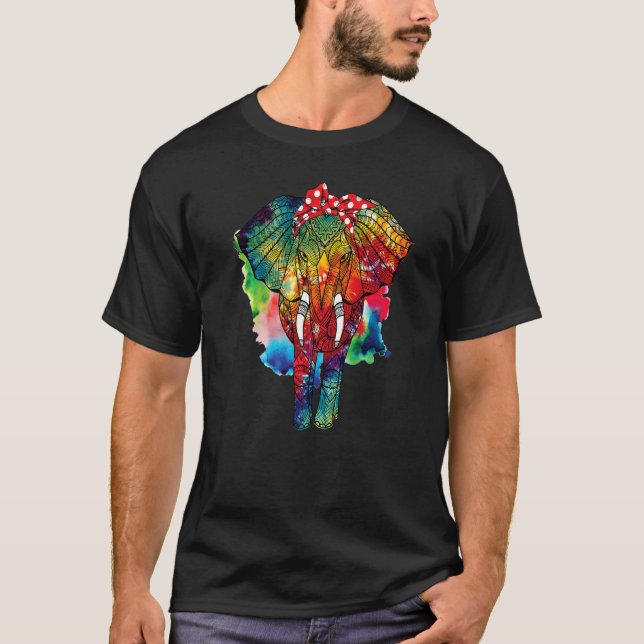 Camiseta Capa estética de animais selvagens de elefante flo (Frente)