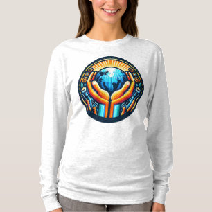 Camiseta Capa longa básica honrando as mãos