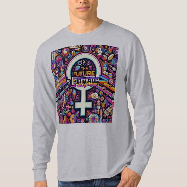 Camiseta Capa longa básica O futuro é feminino (Frente)