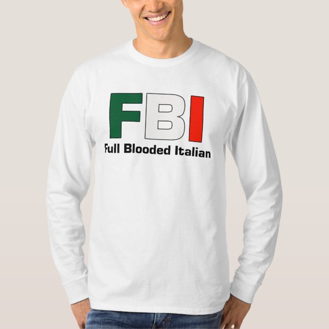 Camiseta Capa longa branca italiana completa T do FBI (Frente)