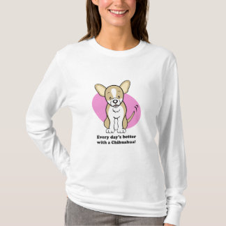 Camiseta Capa longa da chihuahua bonito do cão dos desenhos