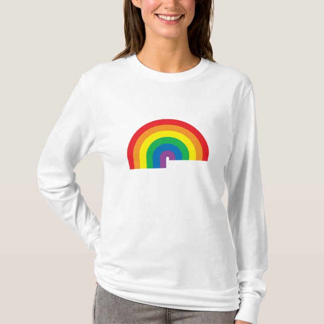 Camiseta Capa longa das senhoras do arco-íris (Frente)