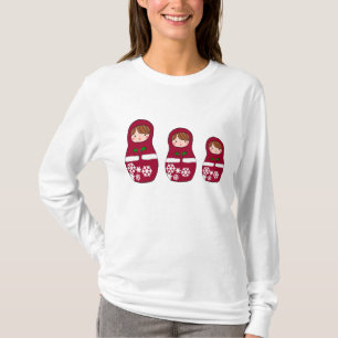 Camiseta Capa longa de Hoody do Natal de Matryoshka