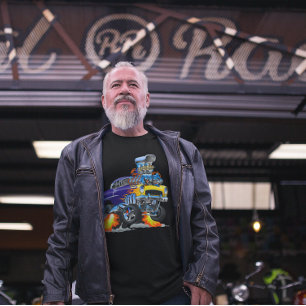 Camiseta Capa longa do monstro do casco com flaming de carr